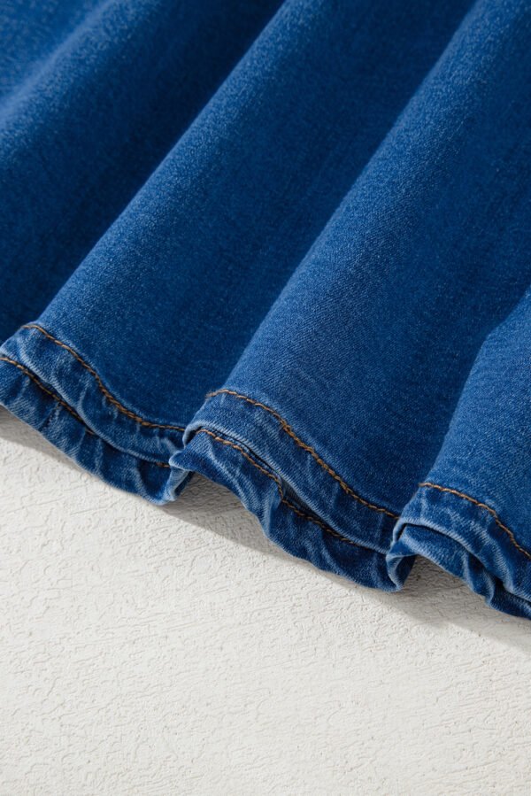Sail Blue Square Neck Bowknot A-line Sleeveless Denim Dress