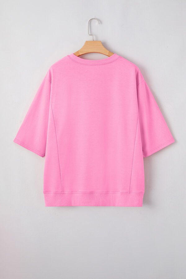 Sachet Pink Floral Patched Half Sleeve Tunic Top