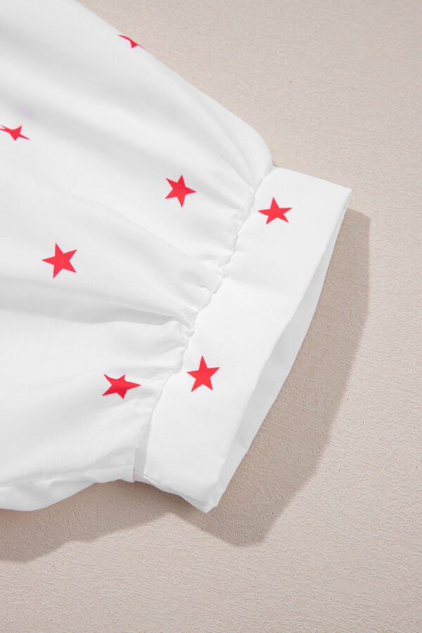 White Little Stars Printed Loose Half Sleeve Loose Shirt