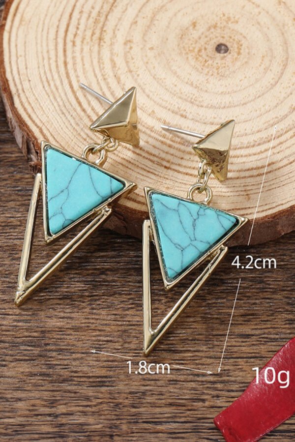 Three Triangles Turquoise Decor Stud Dangle Earrings