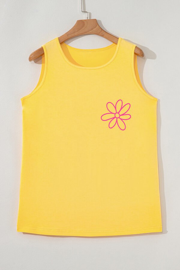 Yellow Cream Flower Graphic Casual Tank Top