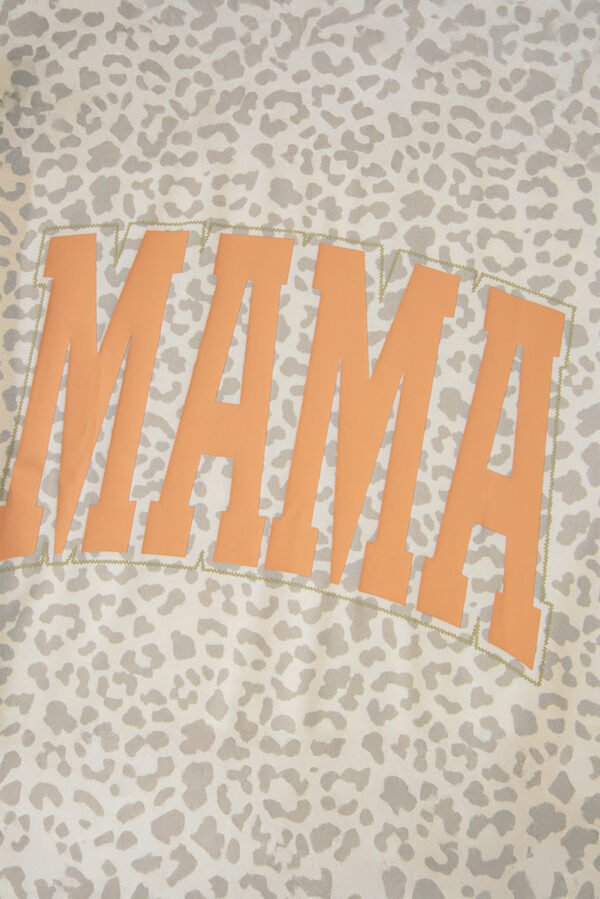 Yellow MAMA Letter Graphic Leopard Loose Tee
