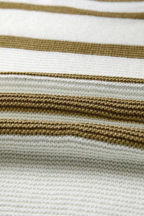 Khaki Stripe Tie Open Side Sweater Knitted Top