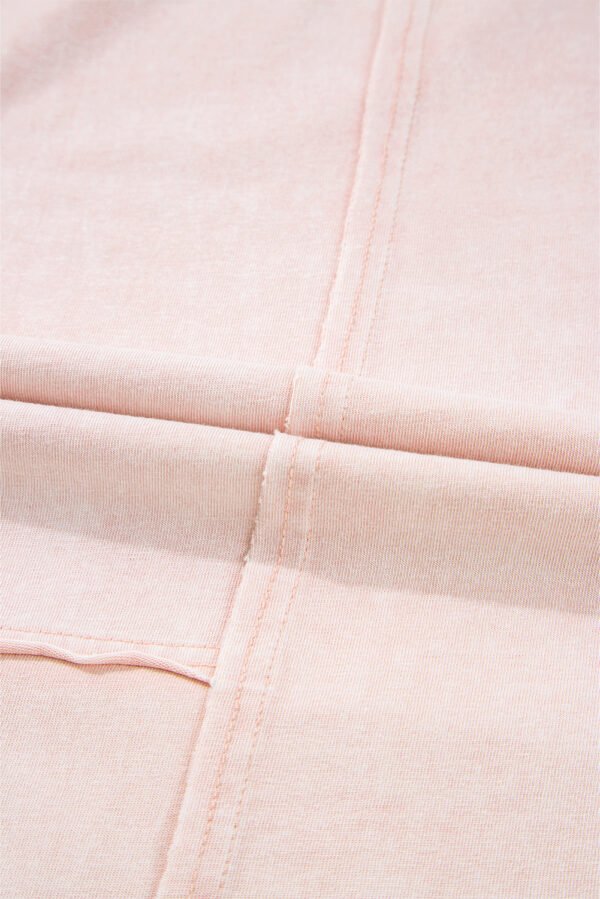 Pink Flower Patch Mineral Washed Terry Knit Cropped Wide Leg Pants