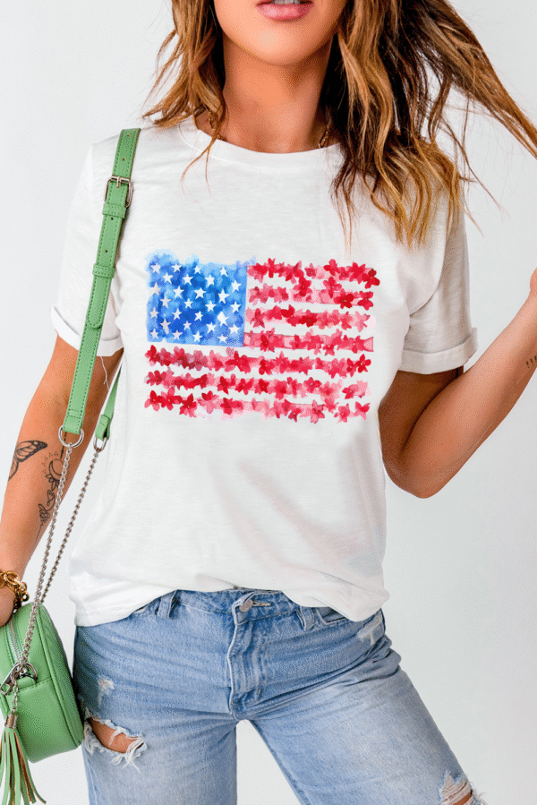 White Flag Graphic Crew Neck Tee