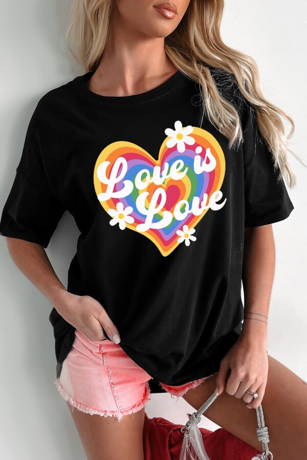 Black Love is Love Rainbow Heart Graphic Crewneck Tee
