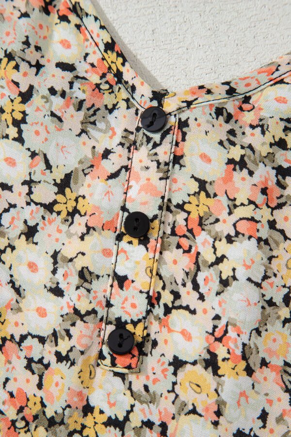 Khaki Boho Floral Printed Tie Waist Flared Sundress