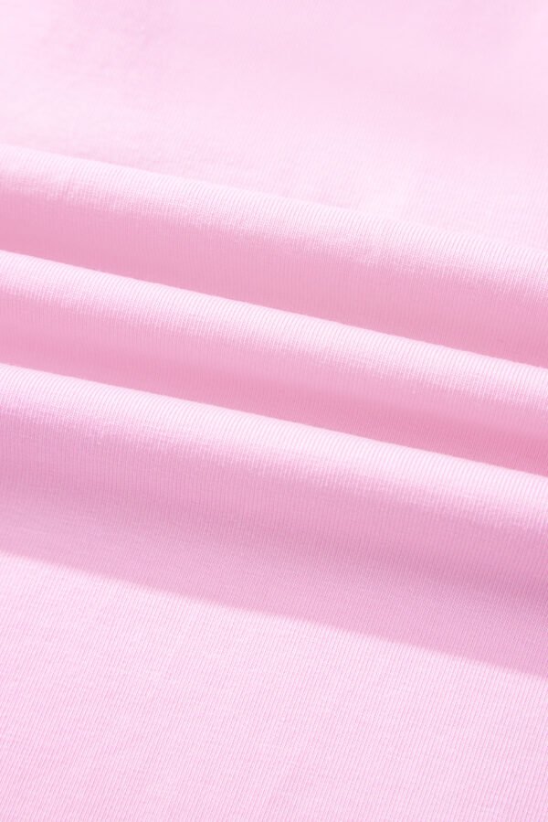 Pink Solid Color Half Sleeve Buttons Henley Top