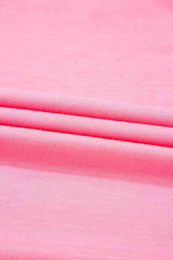 Bonbon Color Contrast Crewneck T Shirt and Wide Leg High Waist Pants Set