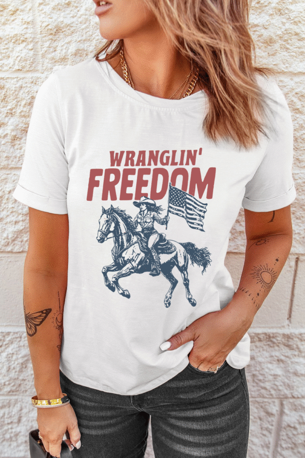 White WRANGLIN FREEDOM Rodeo Graphic Tee