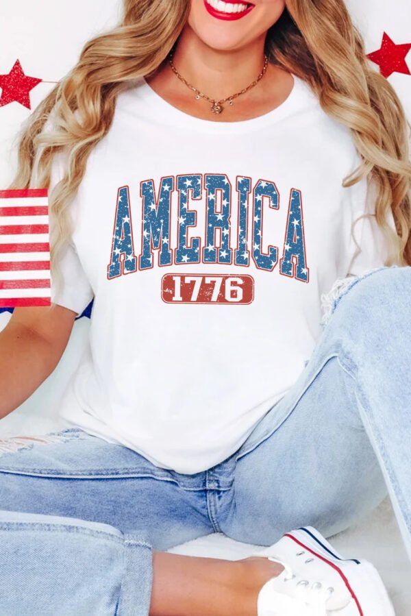 White Star AMERICA 1776 Print Independence Day Tee