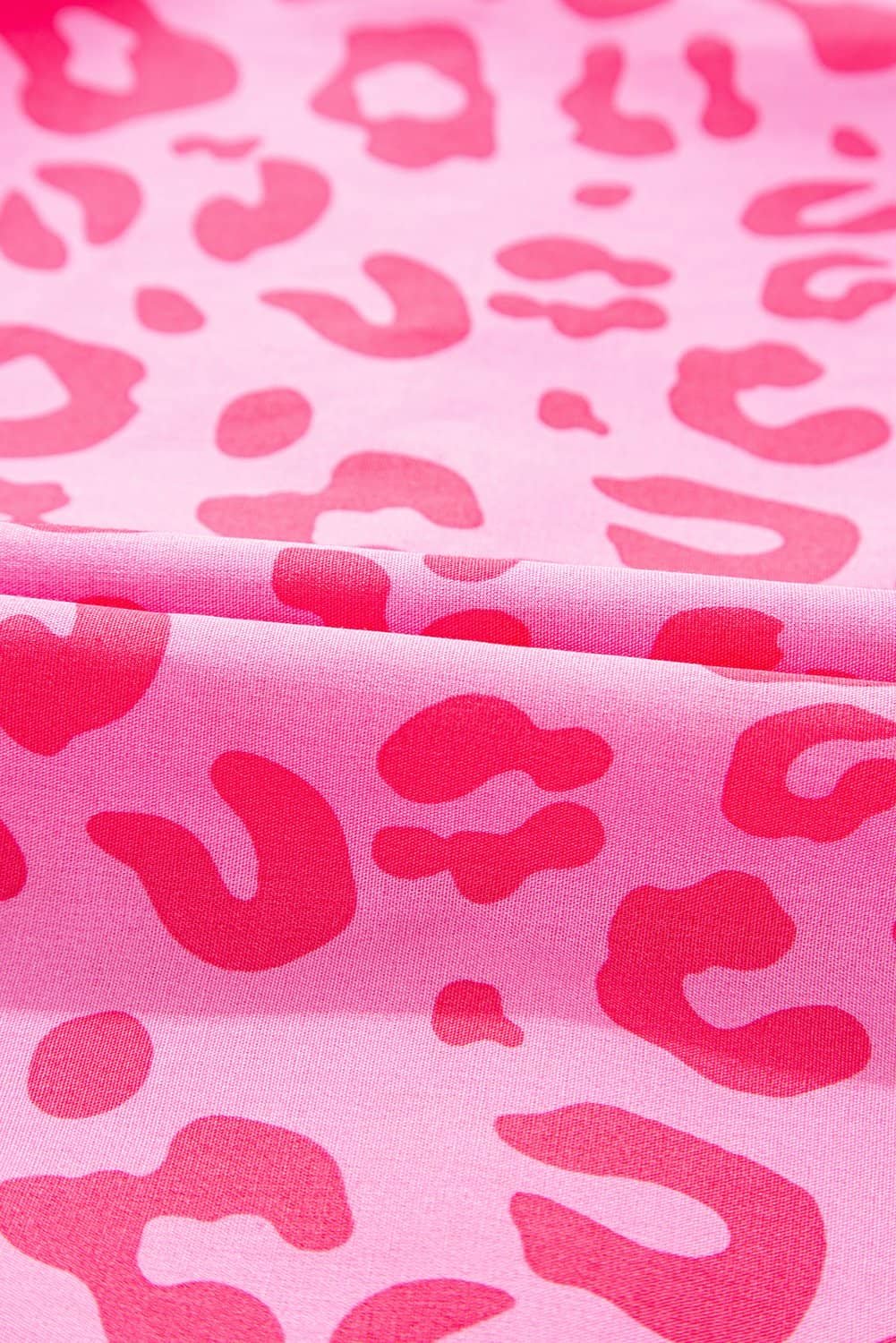 Rose Leopard Puff Sleeve Tie Front High Waist Mini Dress