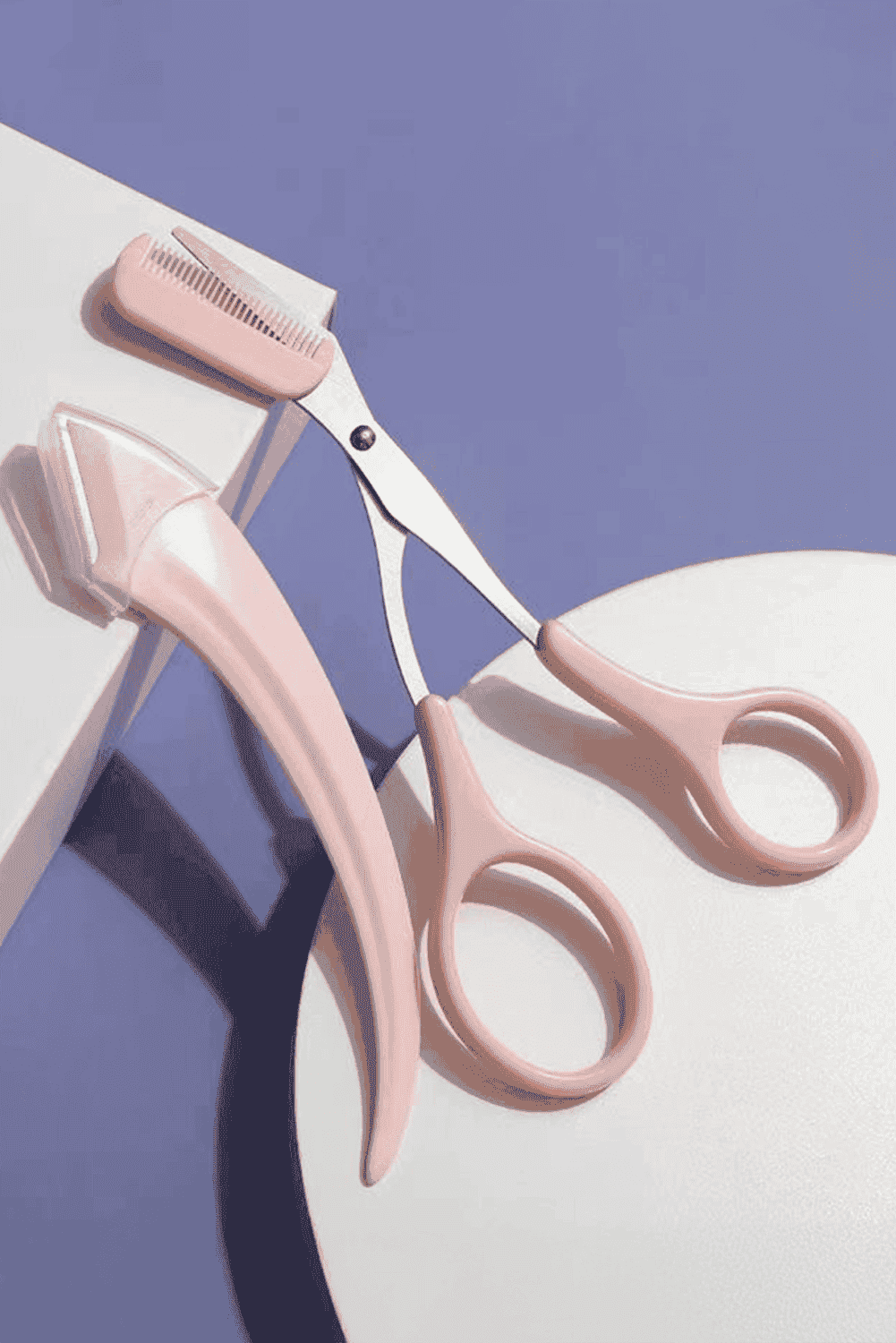 Light Pink 2Pcs Eyebrow Trimming Tool Set