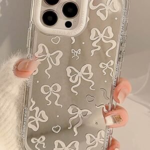 Silvery Mirror Effect Bowknot Print Iphone Phone Case