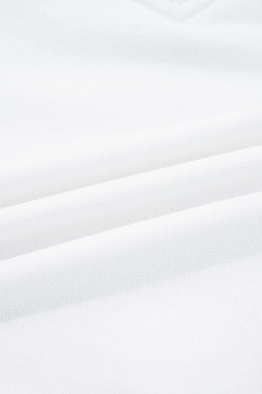 White Ribbed Collar Drop Shoulder Sweatshirt And Shorts Set