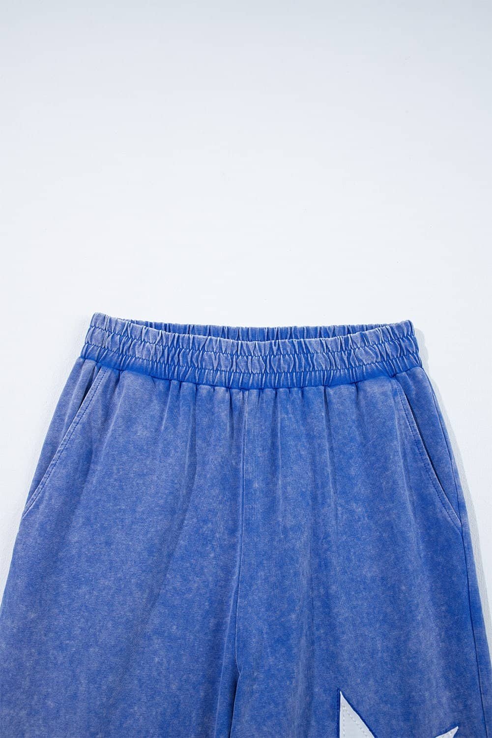 Ashleigh Blue Acid Wash Star Patched Rolled Trim Pants Set