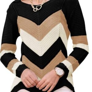 Black Chevron Colorblock Knit Sweater