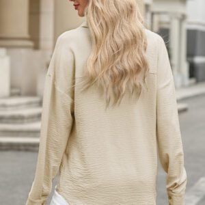 Beige Pure Color Patch Pocket Shirt