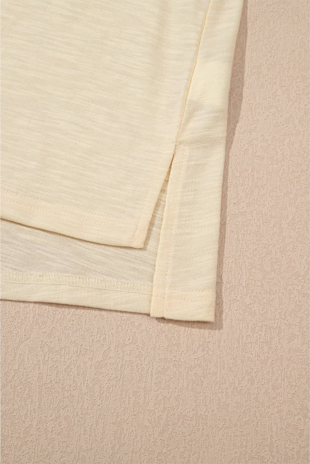 Beige Solid Color Tank Top And Smocked Waist Pants Set