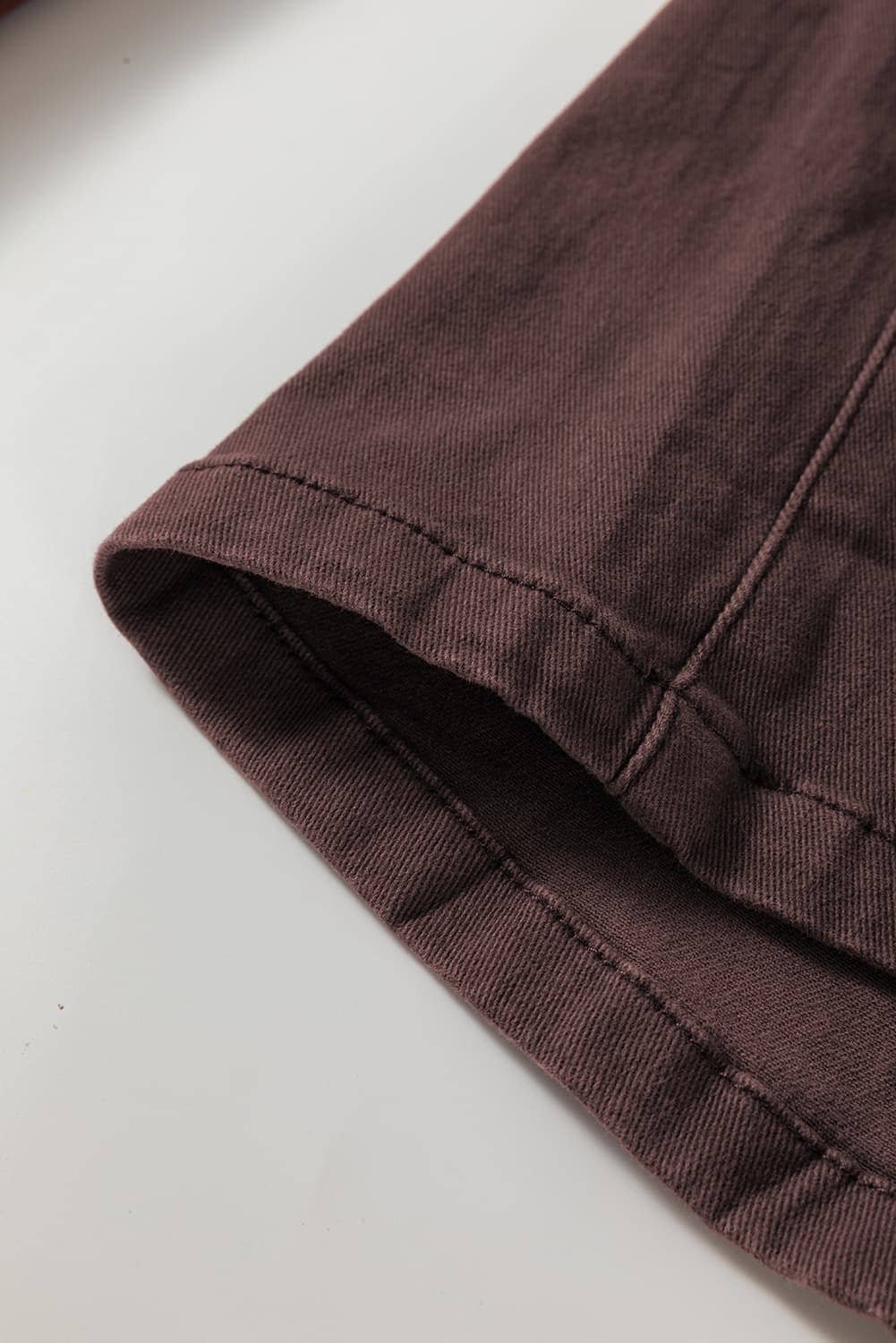 Coffee Loose Straight High Waist Solid Color Jeans