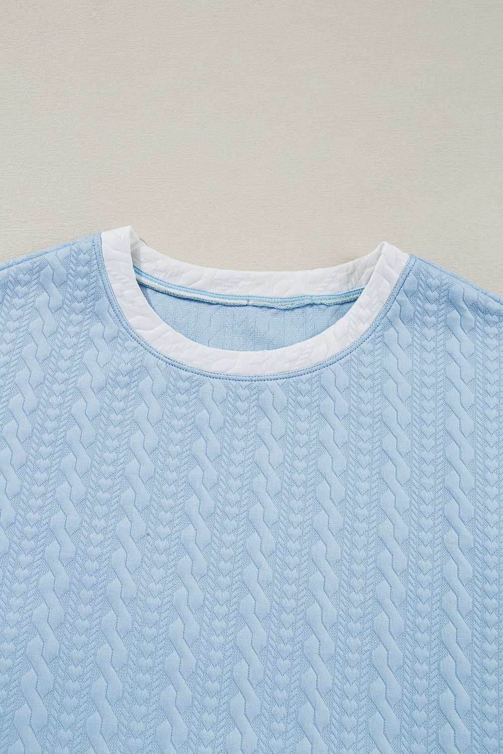 Beau Blue Textured Colorblock Edge Tank Top High Waist Pants Set