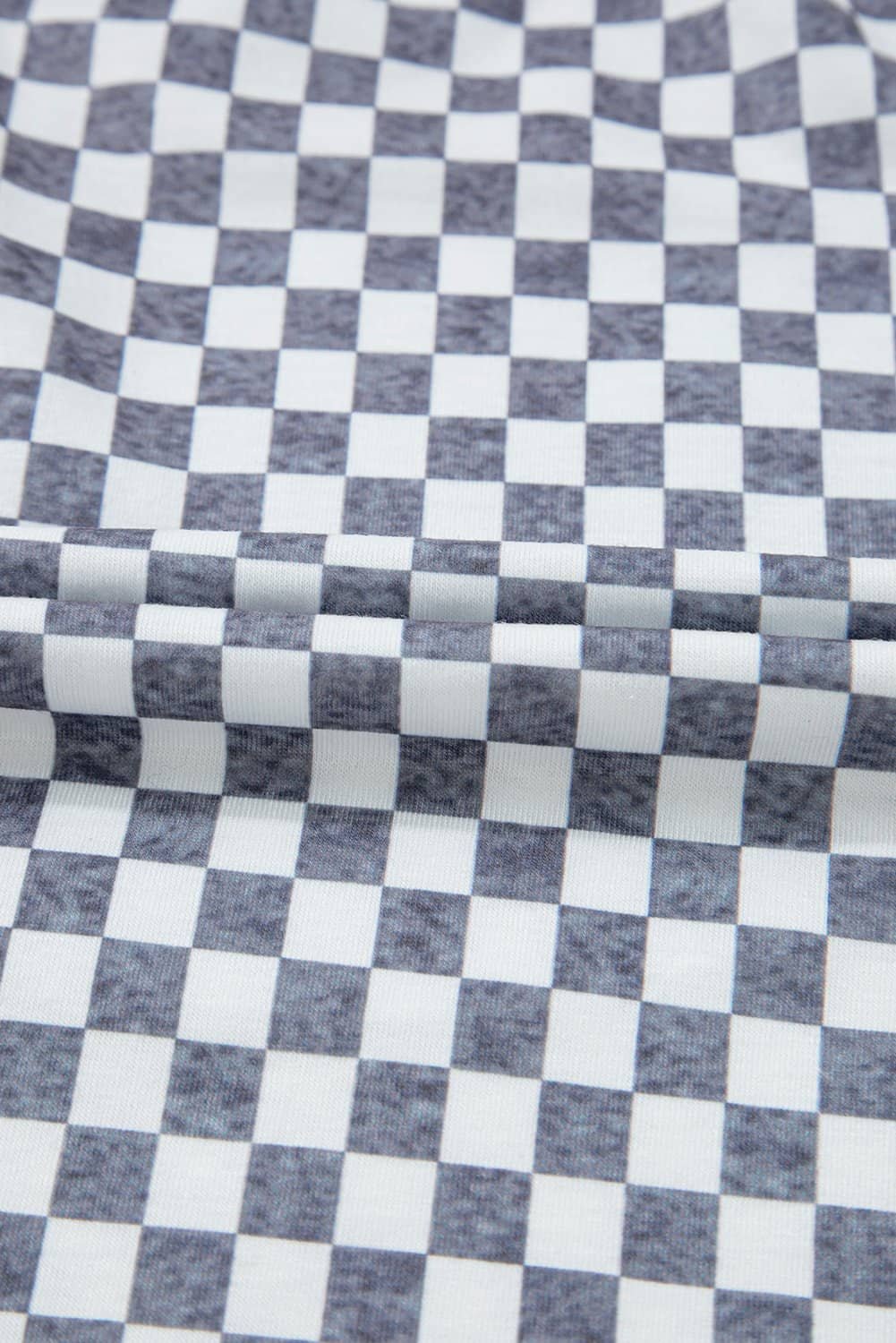 Gray Checkerboard Lace-Up High Waist Plus Size Casual Shorts