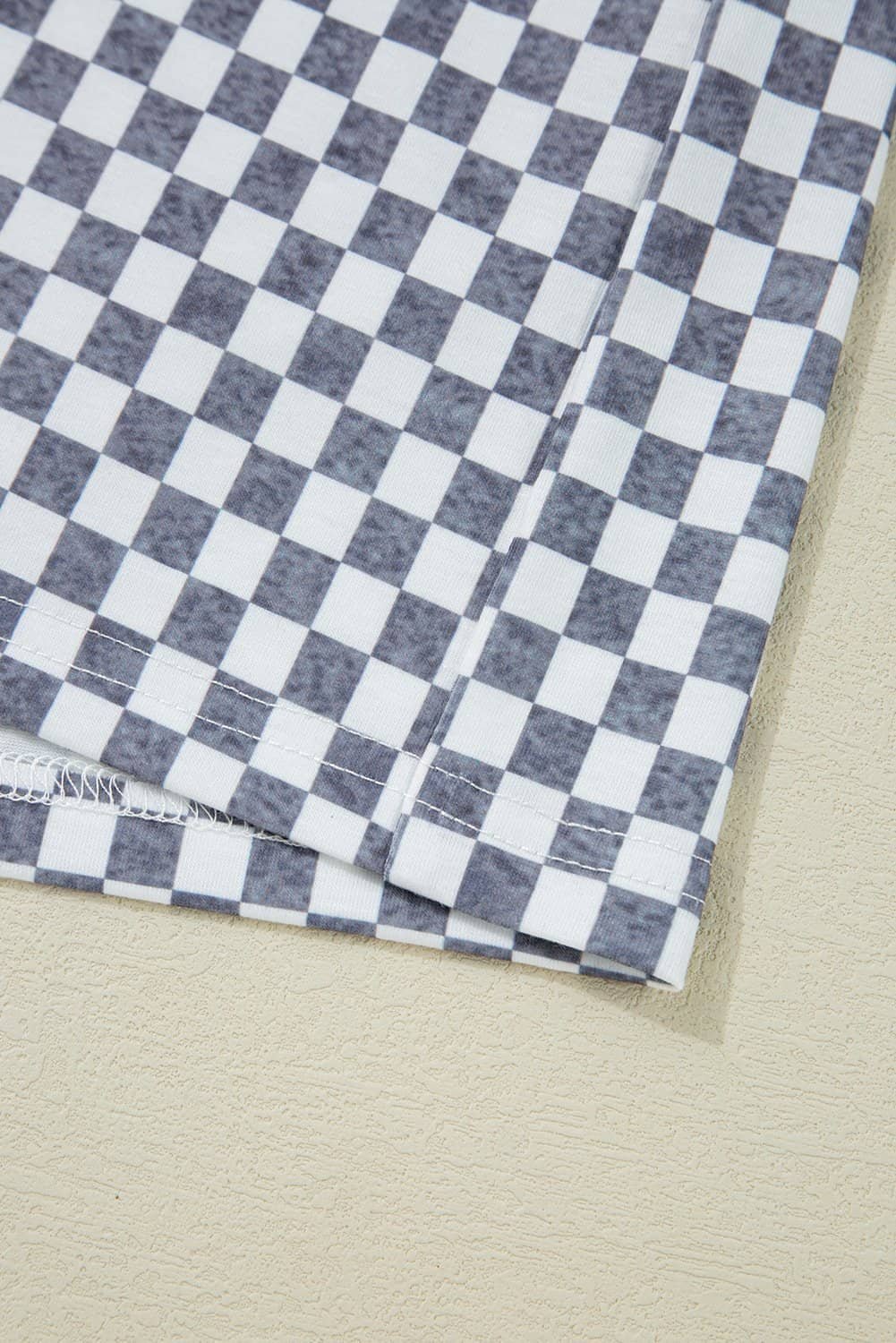 Gray Checkerboard Lace-Up High Waist Plus Size Casual Shorts