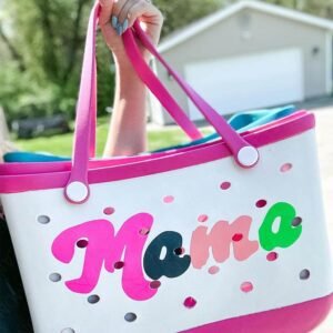 Rose Red Mama Print Self-Assembly Straps Hollowed Eva Beach Bag