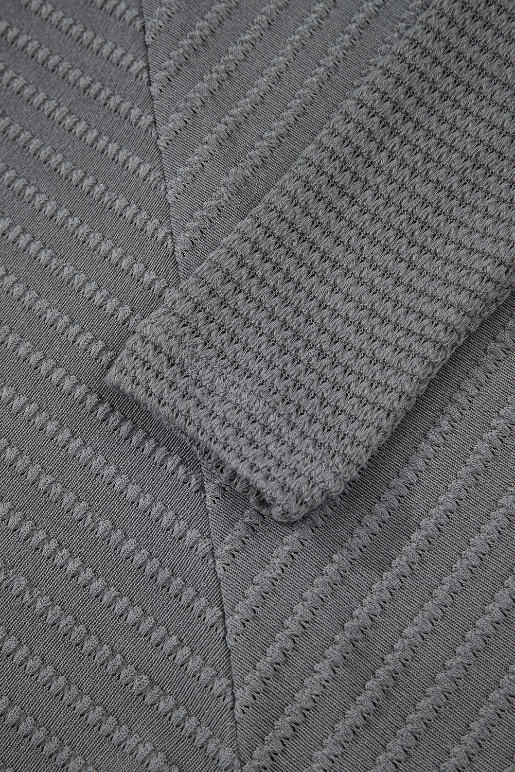 Sleet V Neck Chevron Texture Patchwork Long Sleeve Knit Top