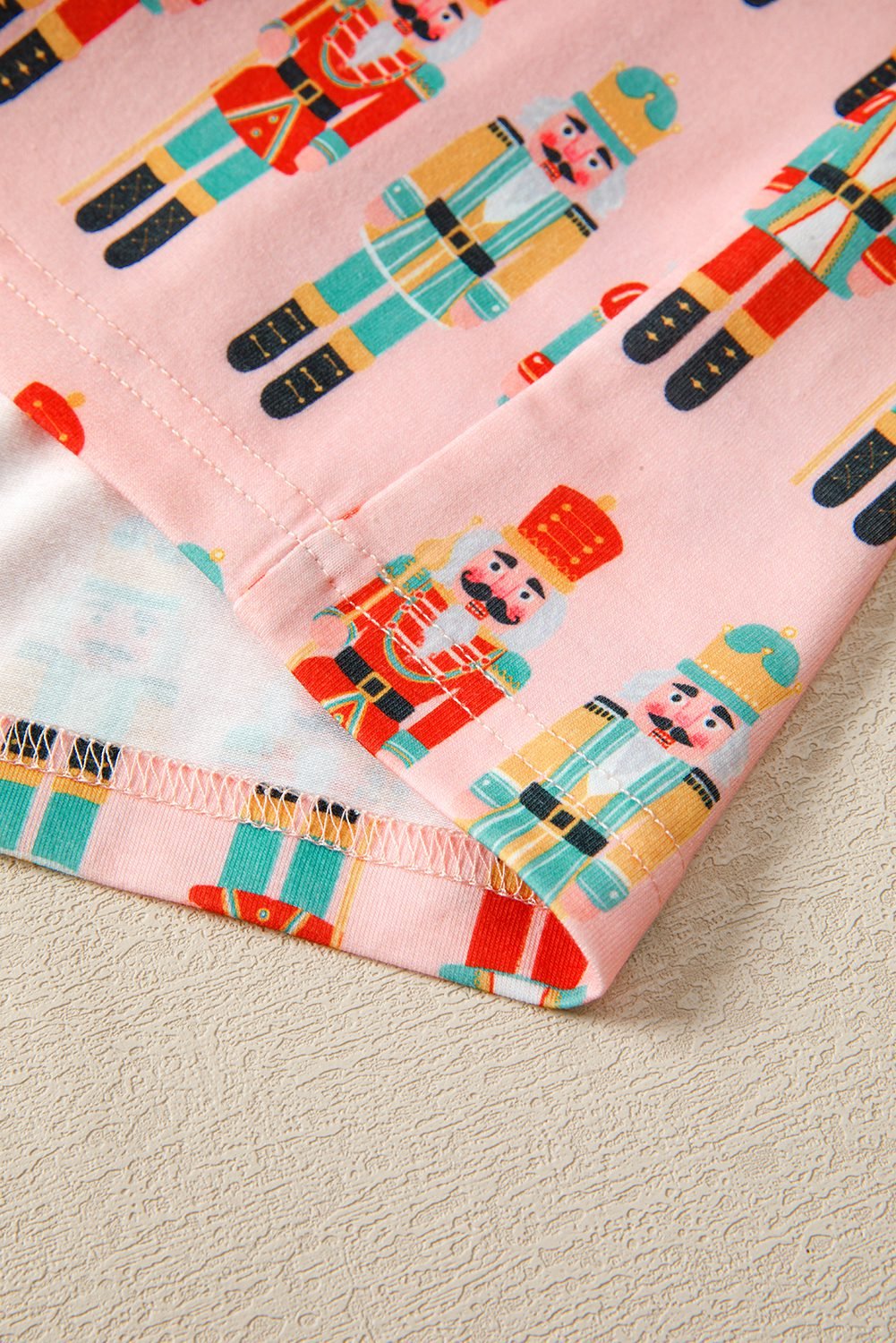 Pink Nutcracker March Long Sleeve Button Up 2Pcs Pajama Short Set