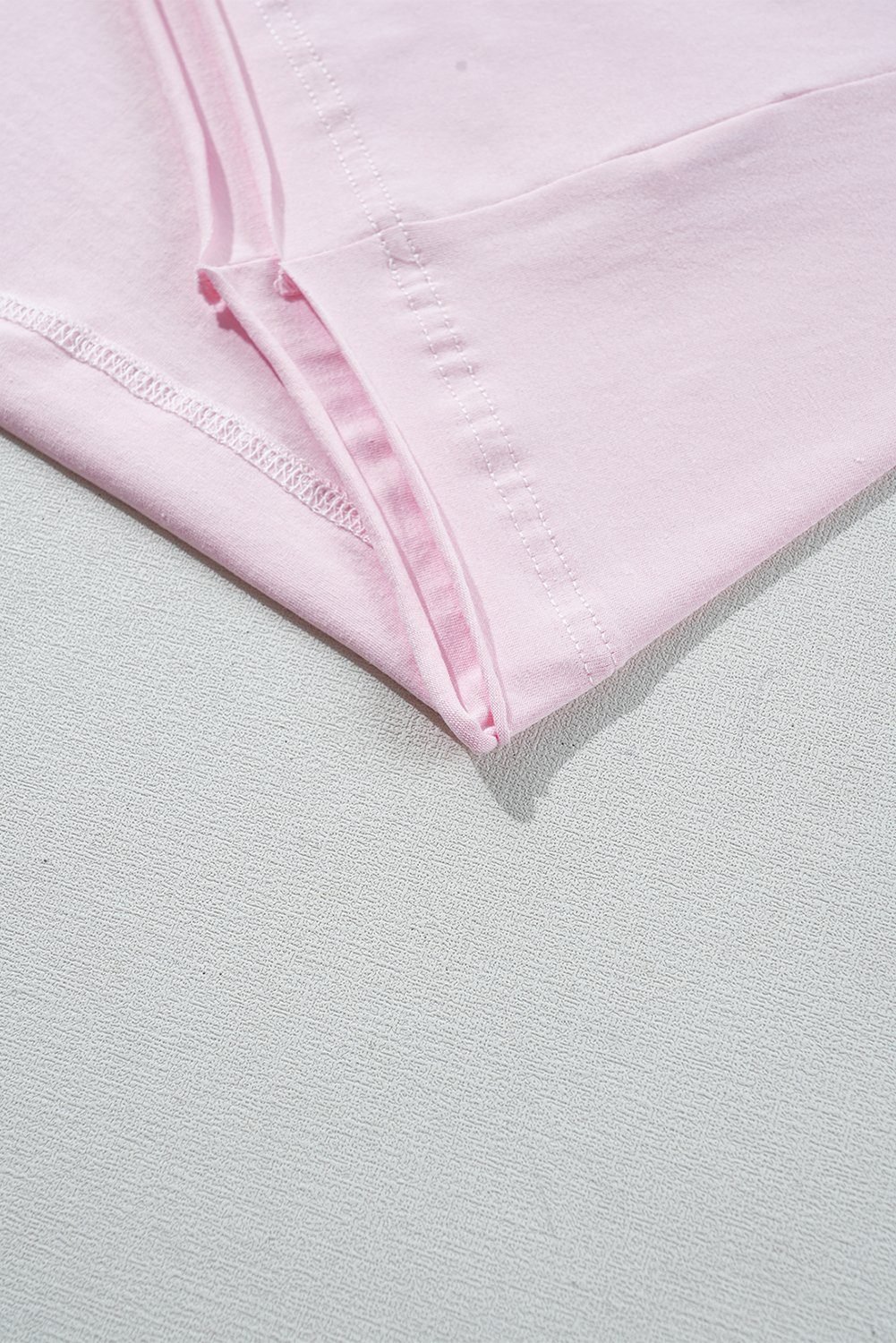 Pink Color Block Patchwork Seamed Crewneck T Shirt