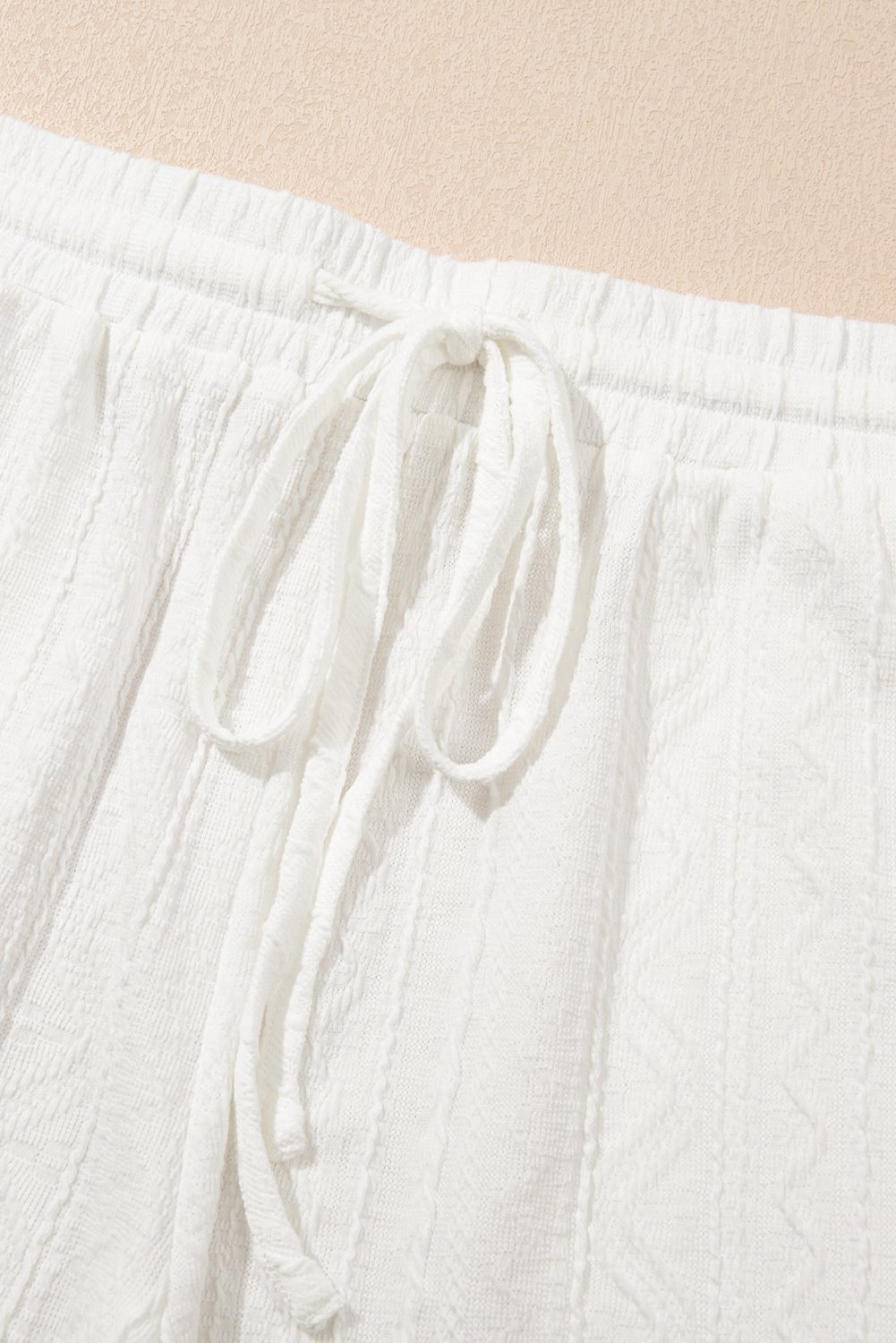 Jet Stream Textured Patched Pocket Short Sleeve Top Drawstring Shorts Set