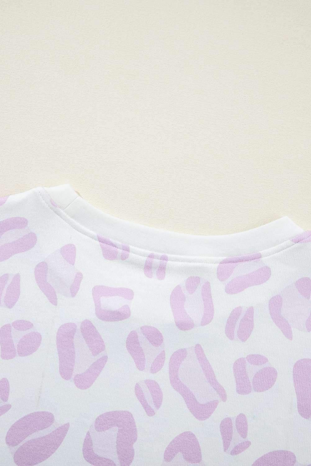 Pink Leopard Animal Print Pullover And Shorts Loungewear