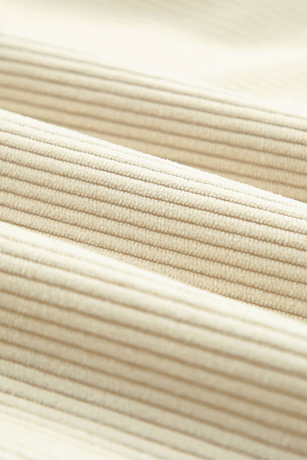 Beige Corduroy Shirt Style Full Button Long Sleeve Shift Mini Dress