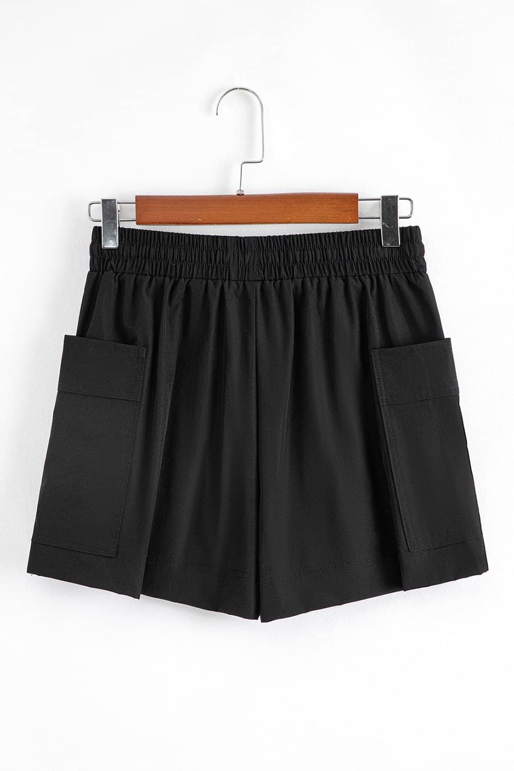 Black Cargo Pocket Elastic Waist Active Casual Skort