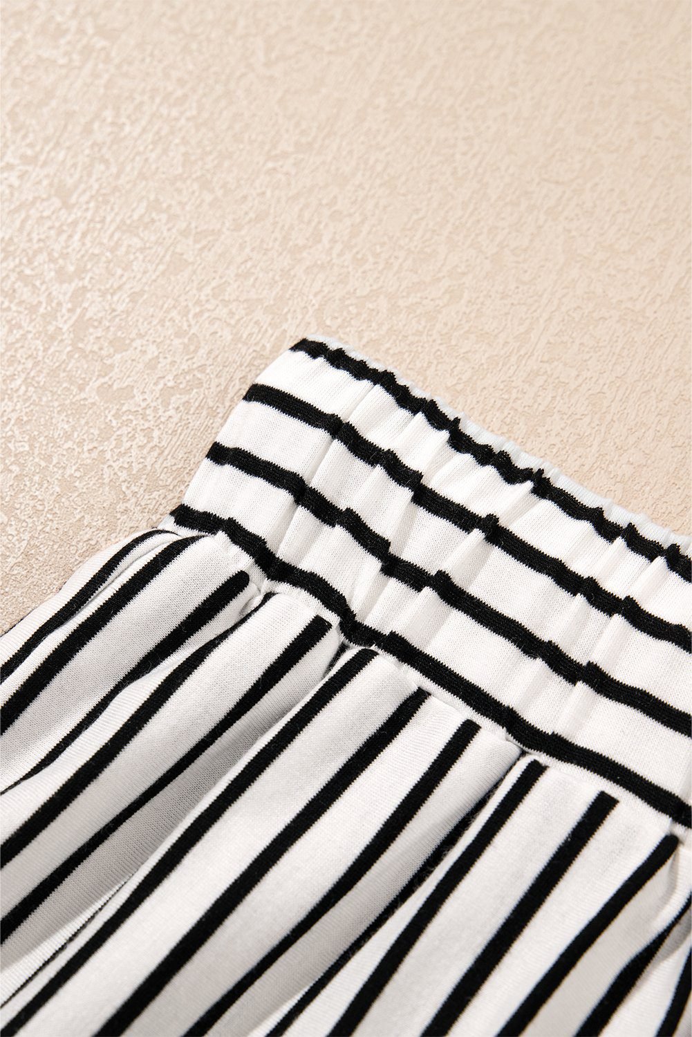 Black Stripe V Neck Tee And Casual Short Set