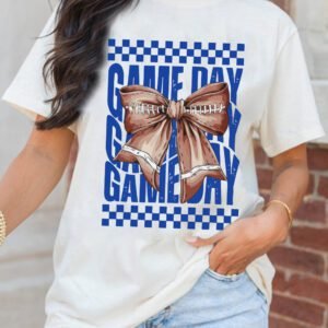 White Rugby Bowknot Game Day Graphic Tee