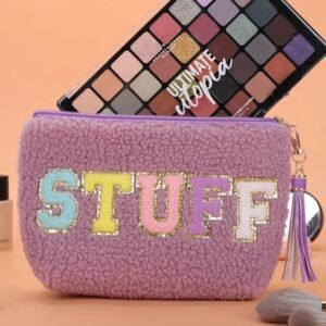 Phalaenopsis Sparkle Letter Pattern Tassel Zipper Makeup Bag