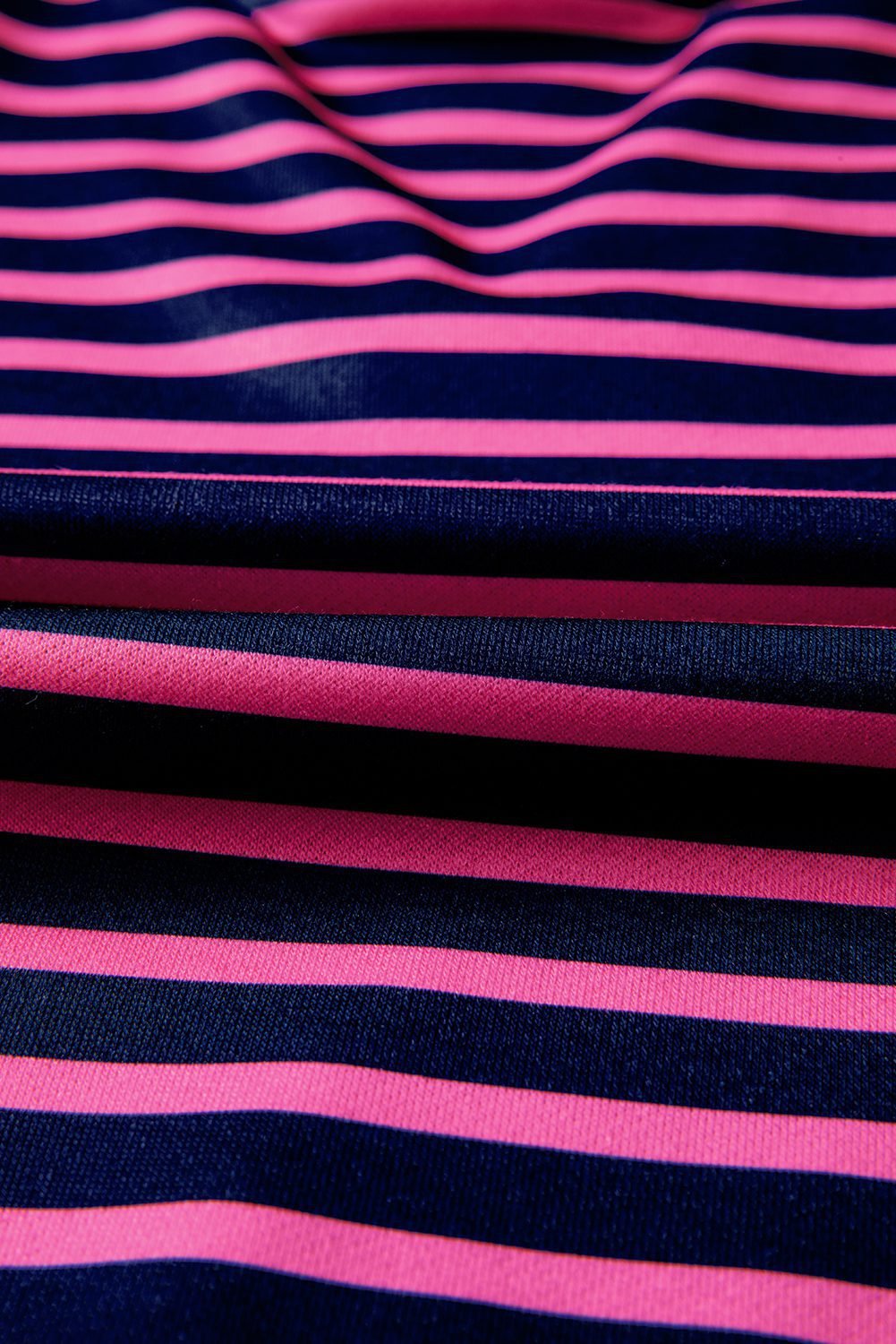 Pink Stripe Color Block V Neck Loose Fit Long Sleeve Top