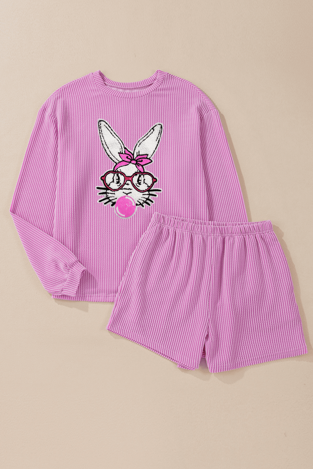 Phalaenopsis Bubble Gum Rabbit Sequin Graphic 2Pcs Outfit