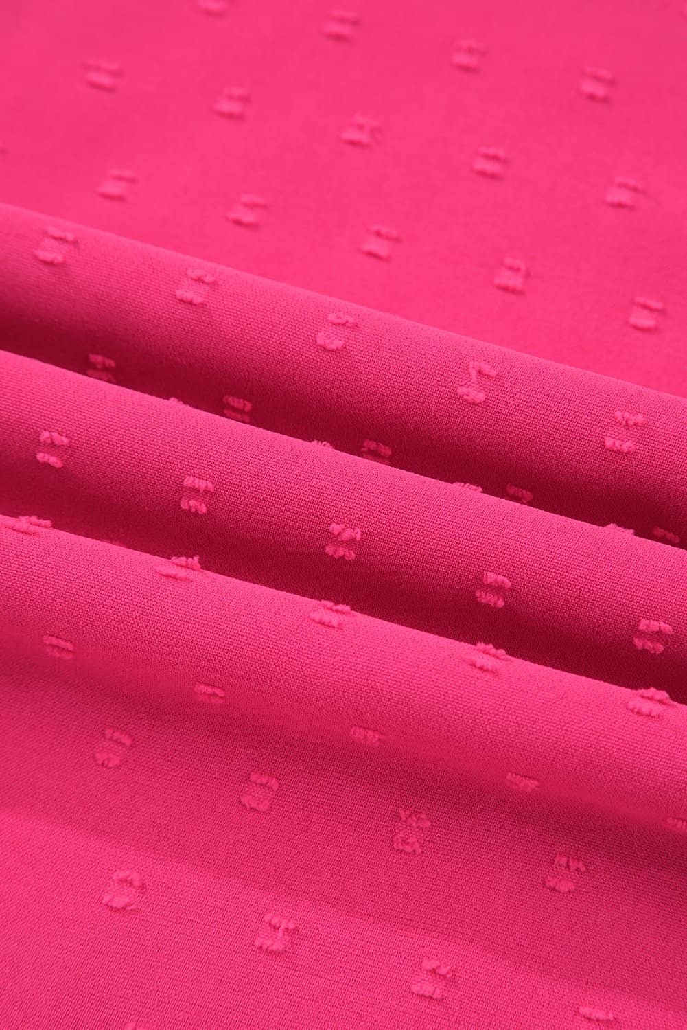 Sachet Pink Swiss Dot Smocked Frilled Neckline Short Sleeve Plus Size Dress