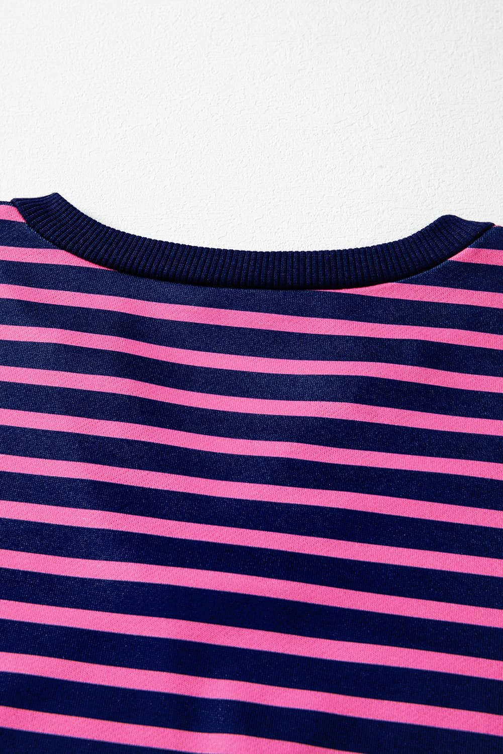 Pink Stripe Color Block V Neck Loose Fit Long Sleeve Top