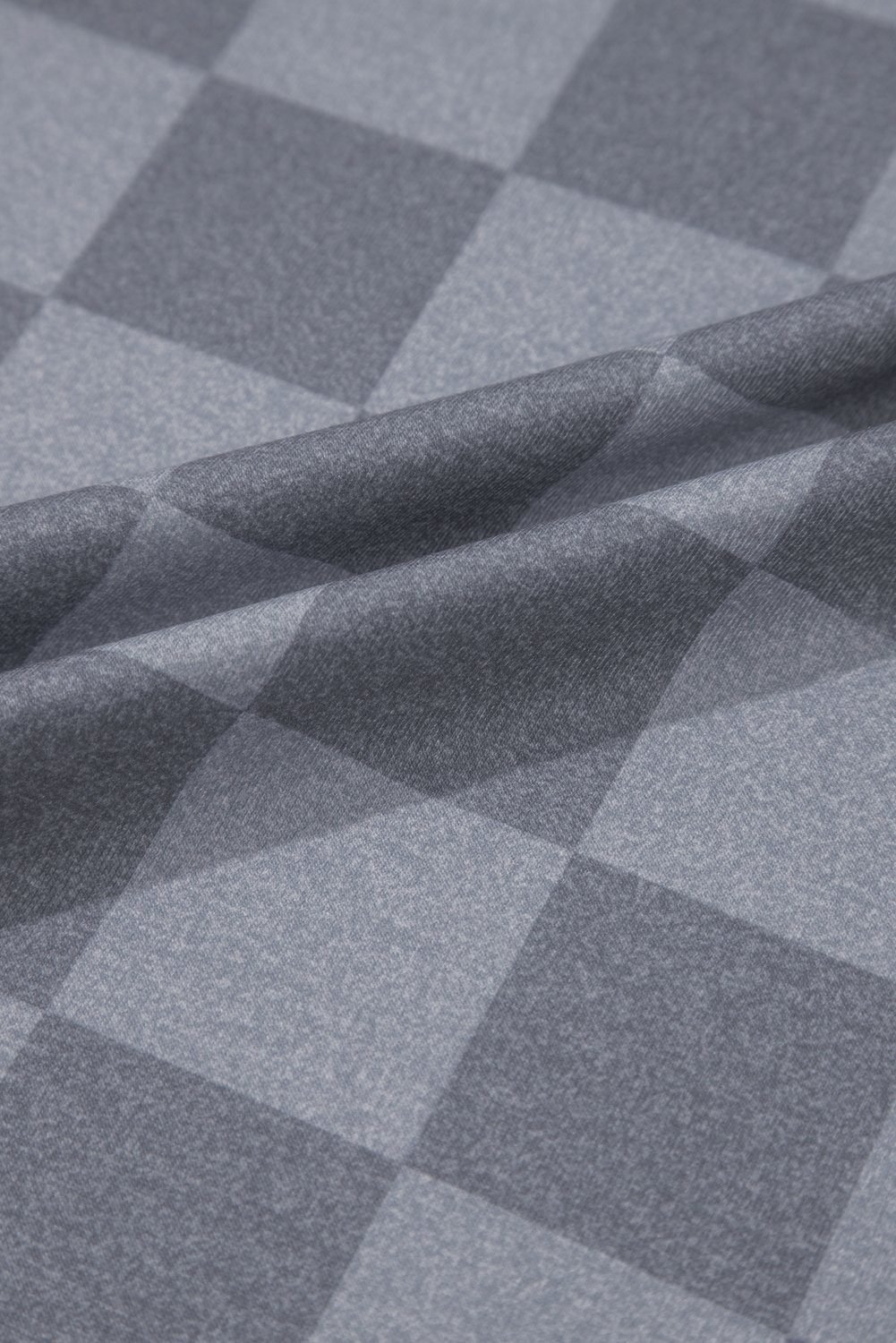 Gray Checkered V Neck Tee Drawstring Shorts Lounge Set