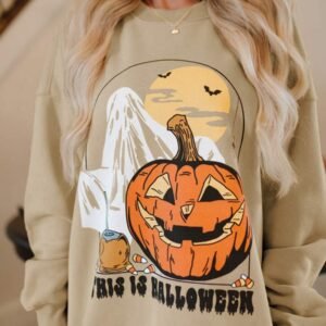 Parchment Spooky Pumpkin Graphic Crewneck Halloween Sweatshirt