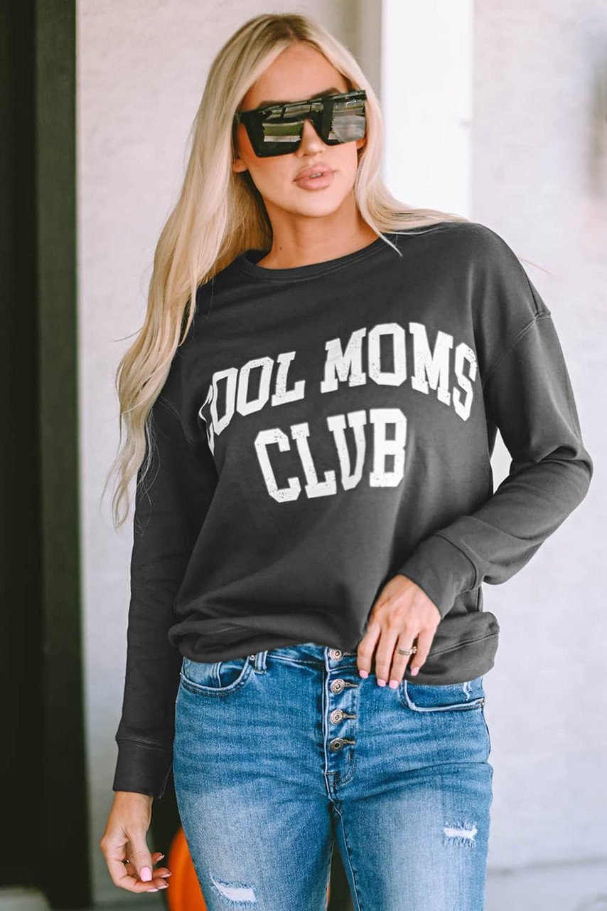 Gray Cool Moms Club Drop Shoulder Sweatshirt