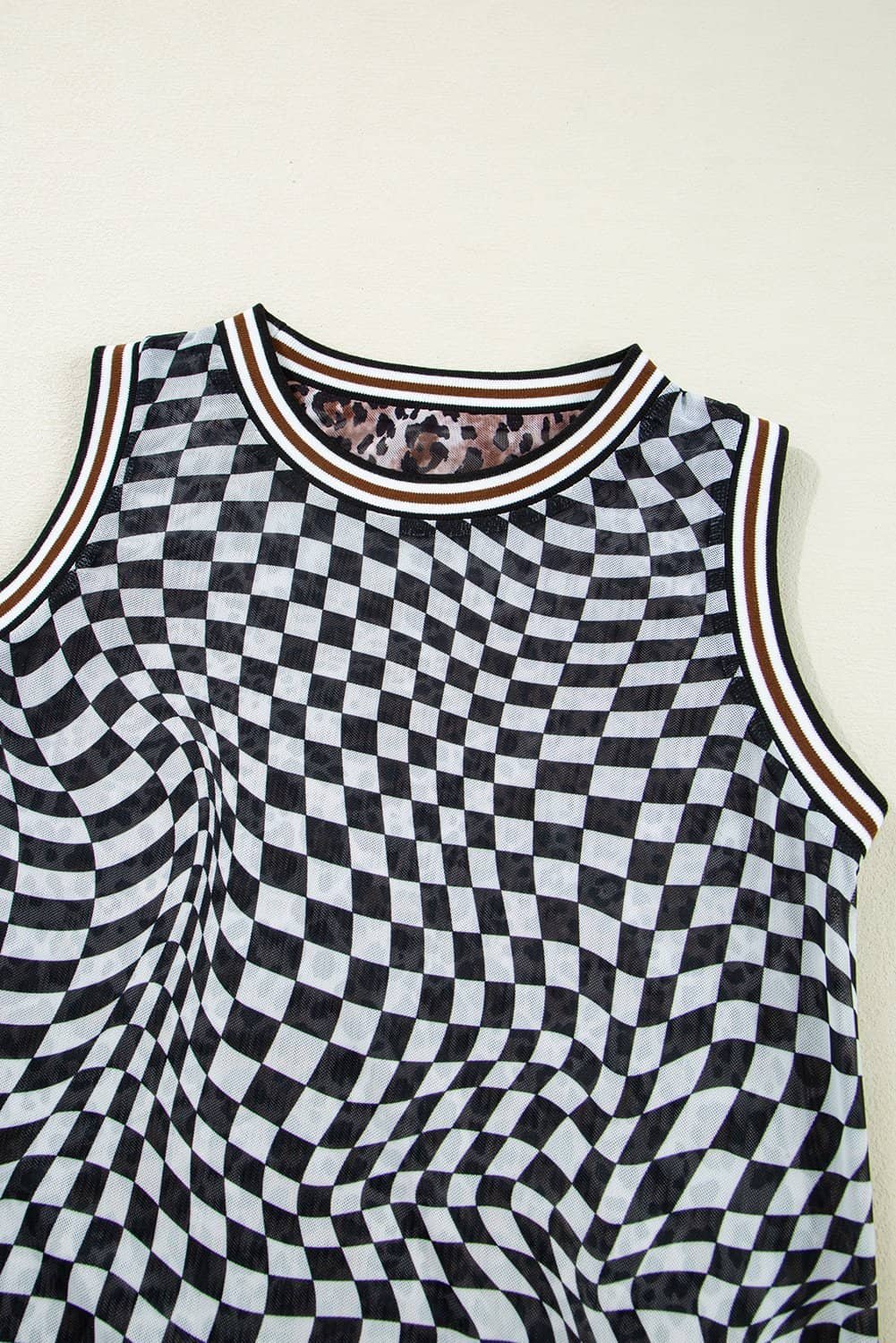 Multicolour Leopard Checkered Double Printed Reversible Sleeveless Long Dress