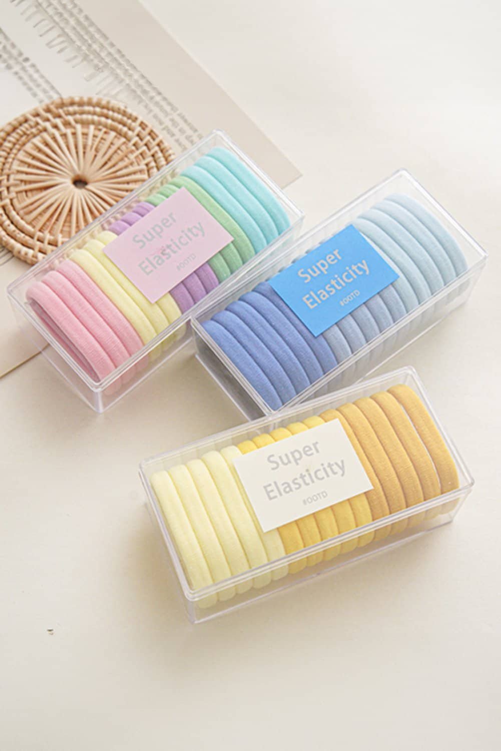 Pink Rainbow Colors High Elastic 15Pcs/Set Hair Tie Without Box