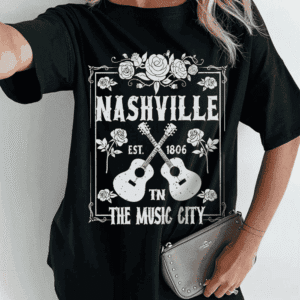 Black Rose Guitar Nashville Music City Graphic Tunic T Shirt