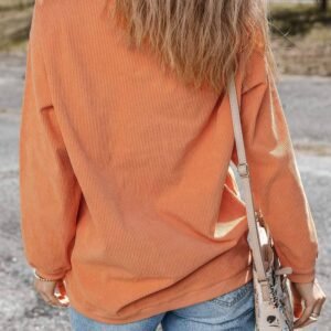 Orange Thankful Grateful Blessed Arrow Graphic Corded Sweatshirt