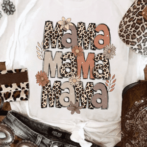 White Floral Leopard Mama Graphic Mothers Day T Shirt